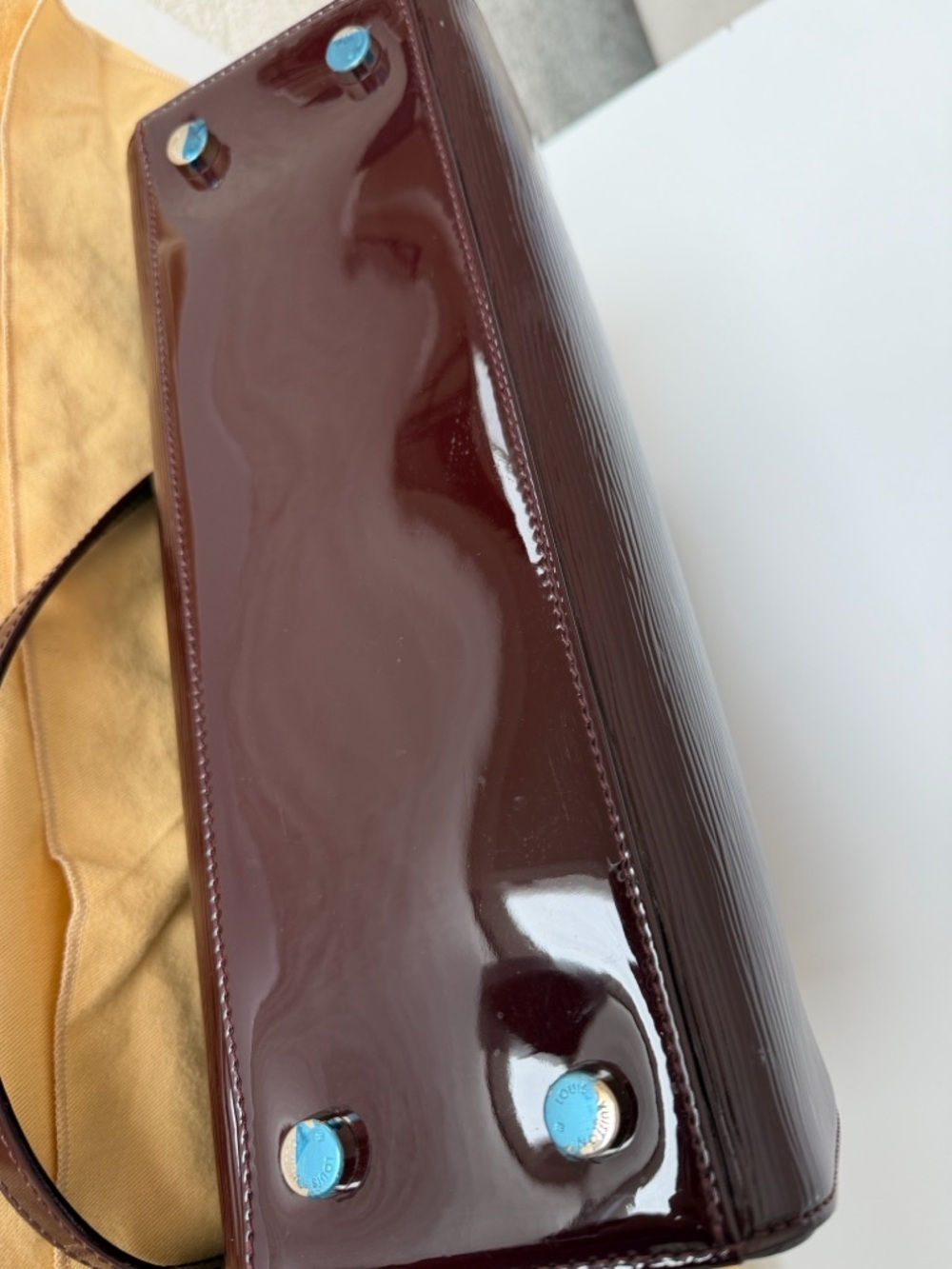 Louis Vuitton Patent Leather Satchel in Deep Wine - Picture 6 of 9